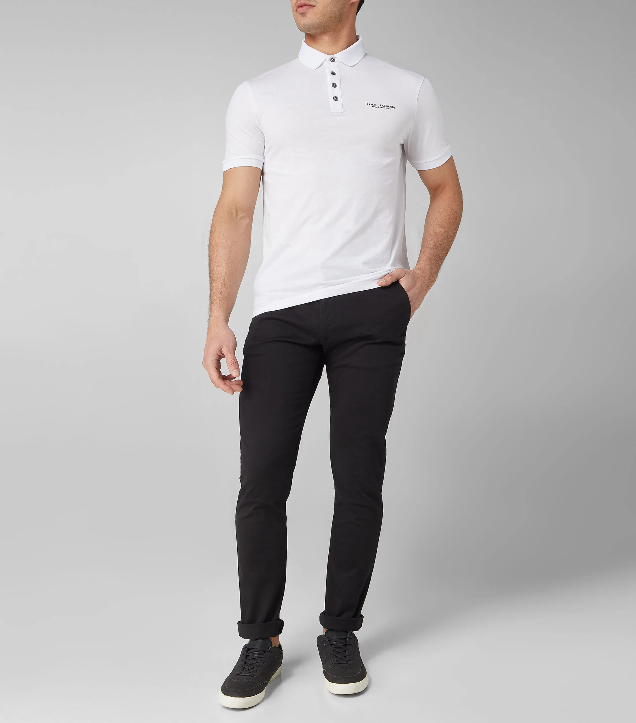 Armani Exchange Playera Tipo Polo Blanca Manga Corta Hombre