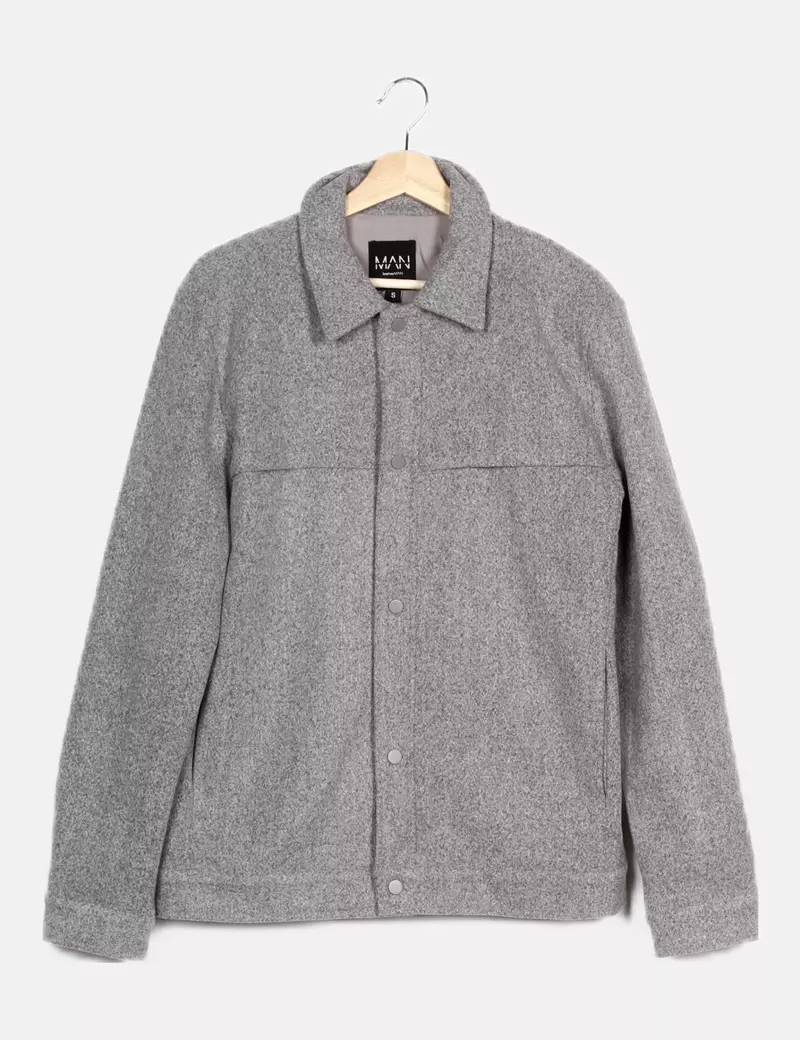 Boohoo Sobrecamisa de paño gris