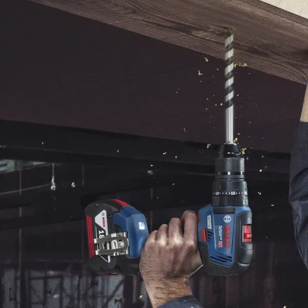 Bosch - GSB 18V-50 - Atornilladora taladradora de percusión con 2 baterías, Li-Ion, 18 V, 2 ah, 50 nm, Motor sin escobillas, Ilu