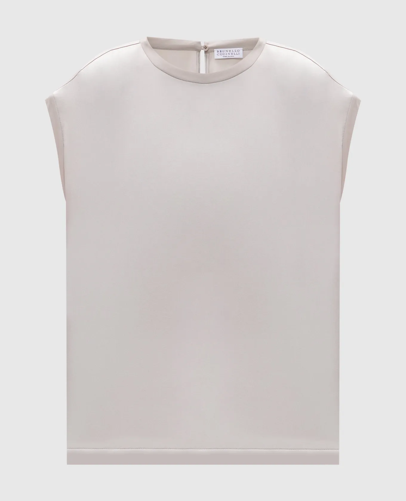 Brunello Cucinelli Gray silk top with monil chain