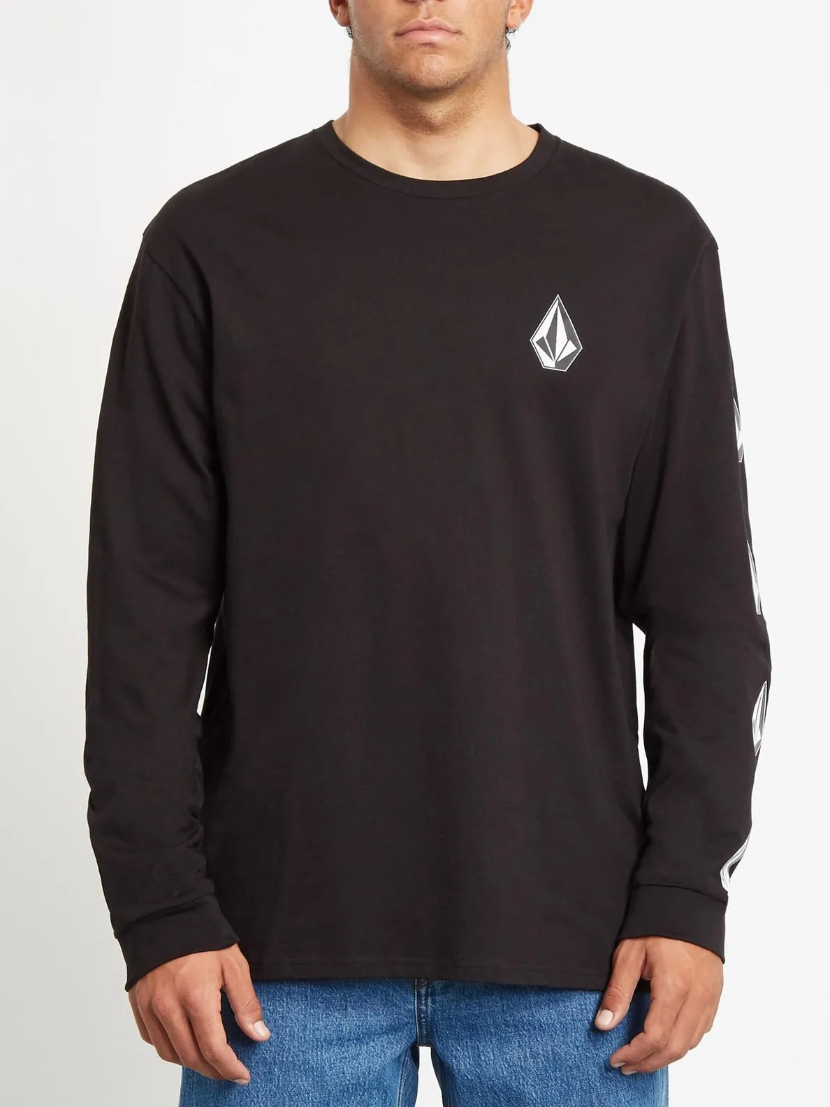 Camiseta Hombre VOLCOM manga larga MAGLIETTA DEADLY STONE Ref.  A3632052 logos negra con logos diamantes manga