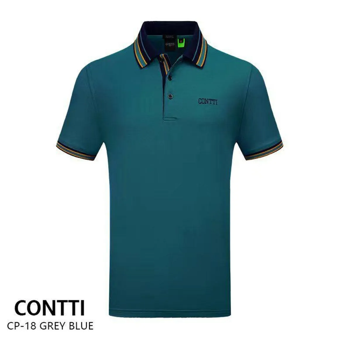 CONTTI Men's Cotton Contrast Striped Logo Polo Shirt