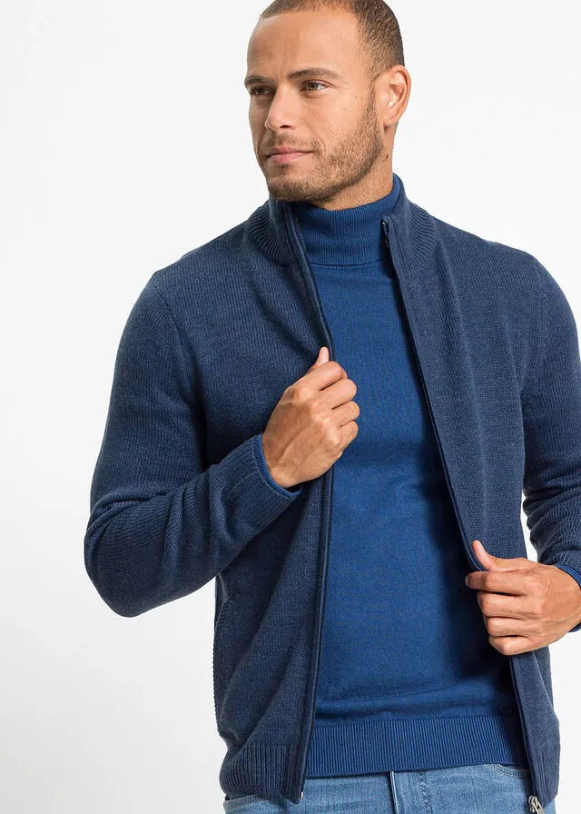 Jersey de cuello vuelto con cachemir Azul