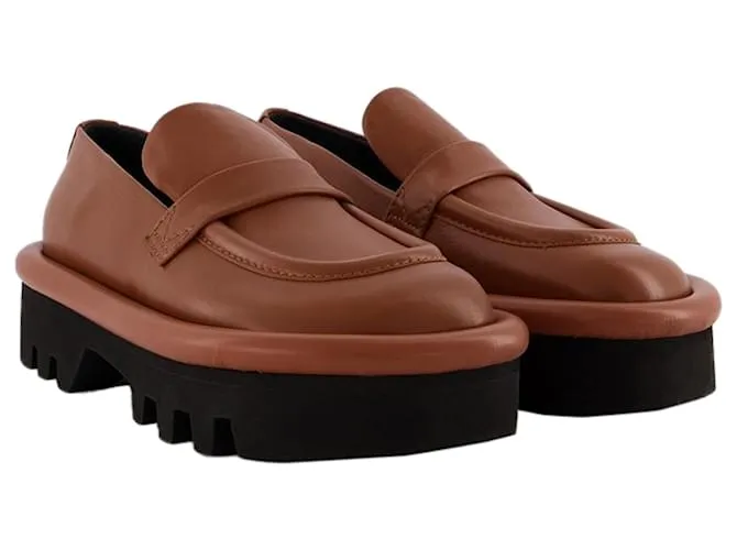 JW Anderson Chunky Flats Bumper en Cuero Naranja Castaño 