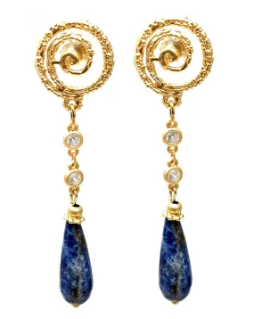 PENDIENTES MUJER LARGOS DE LAGRIMA LAPIZ LAZULI - JOYAS BARATAS