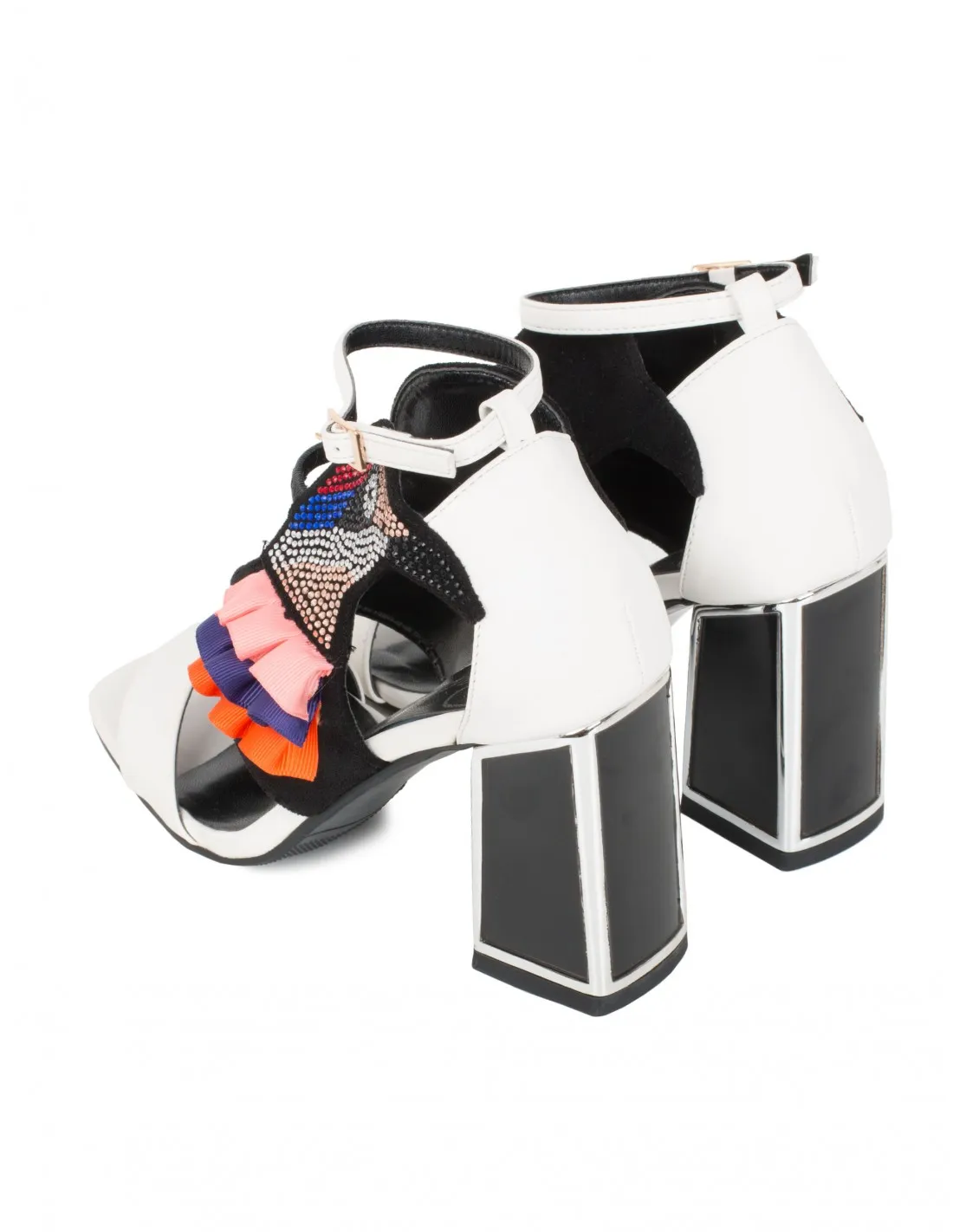 Sandalias Fiesta Strass Loro Blancas