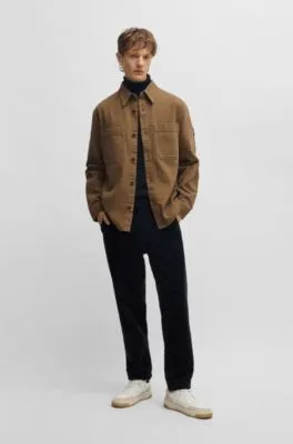 Sobrecamisa oversize fit de piqué de algodón con cuello de pico