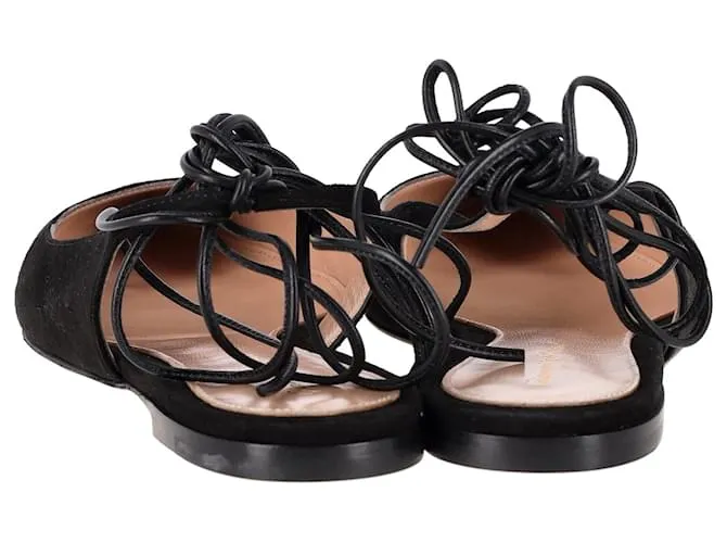 Zapatos planos con tiras en la espalda de Gianvito Rossi en ante negro 